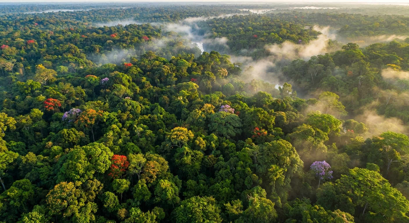 Tropical rainforest canopy rich with undiscovered biodiversity