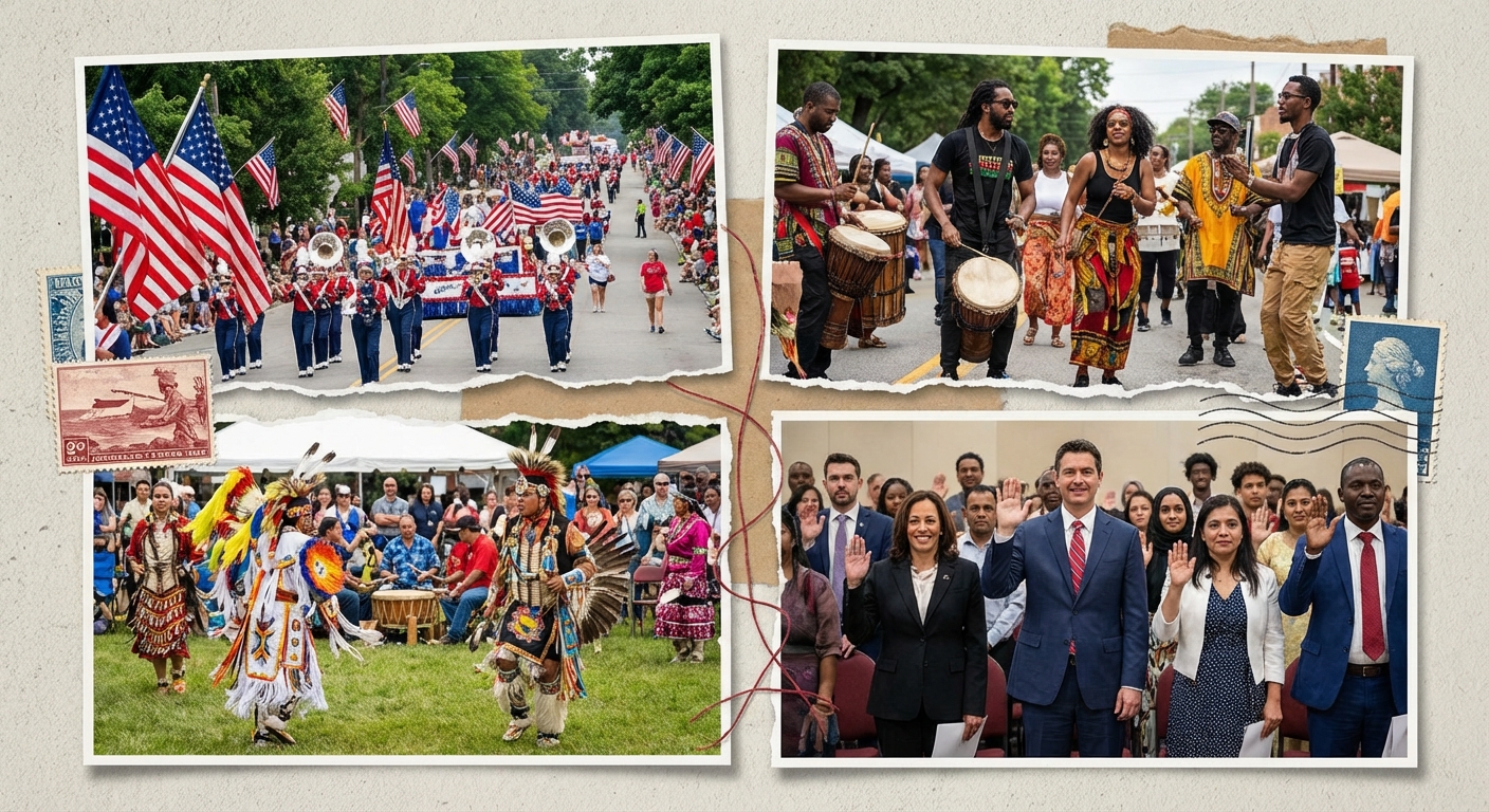 Multiple community celebrations representing different American cultural traditions