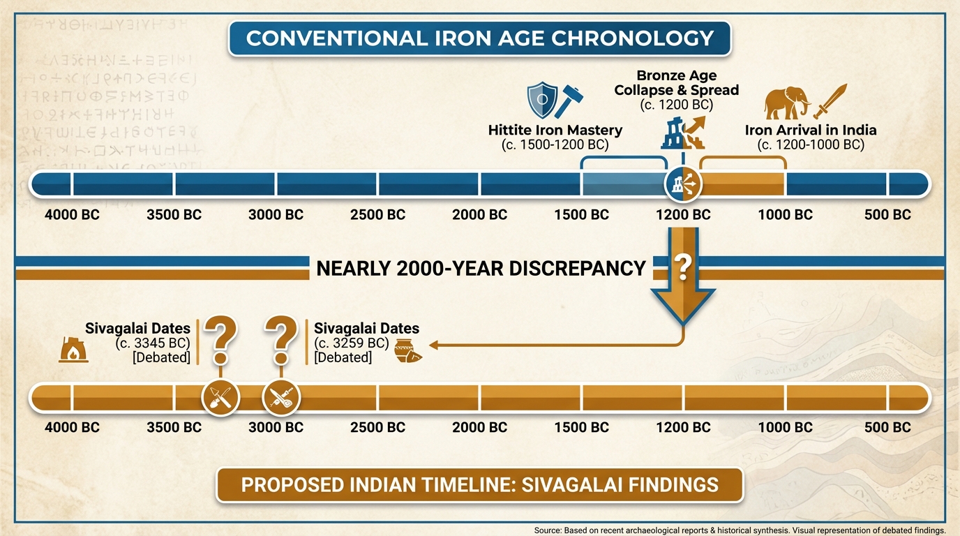 Comparison of conventional Iron Age timeline versus new findings from India