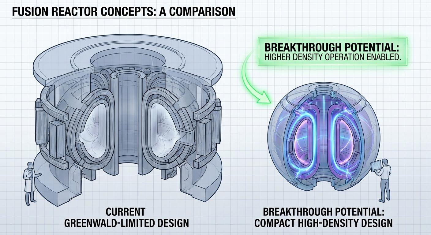 Size comparison showing how higher density could enable smaller fusion reactors